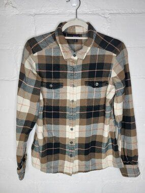 Patagonia Women's Size 10 Button Front Fjord Shirt Brown Plaid